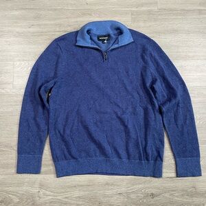 Men’s Blue Bonobos Cotton Cashmere‎ Quarter Zip Pullover Sweater Knit